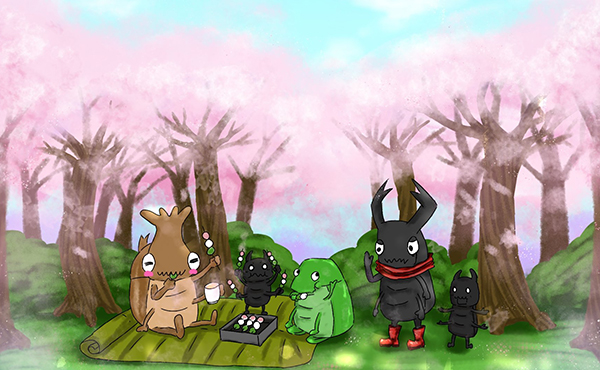 友達と花見と団子