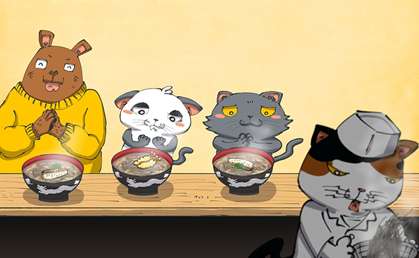 年越し蕎麦を食べるニャ